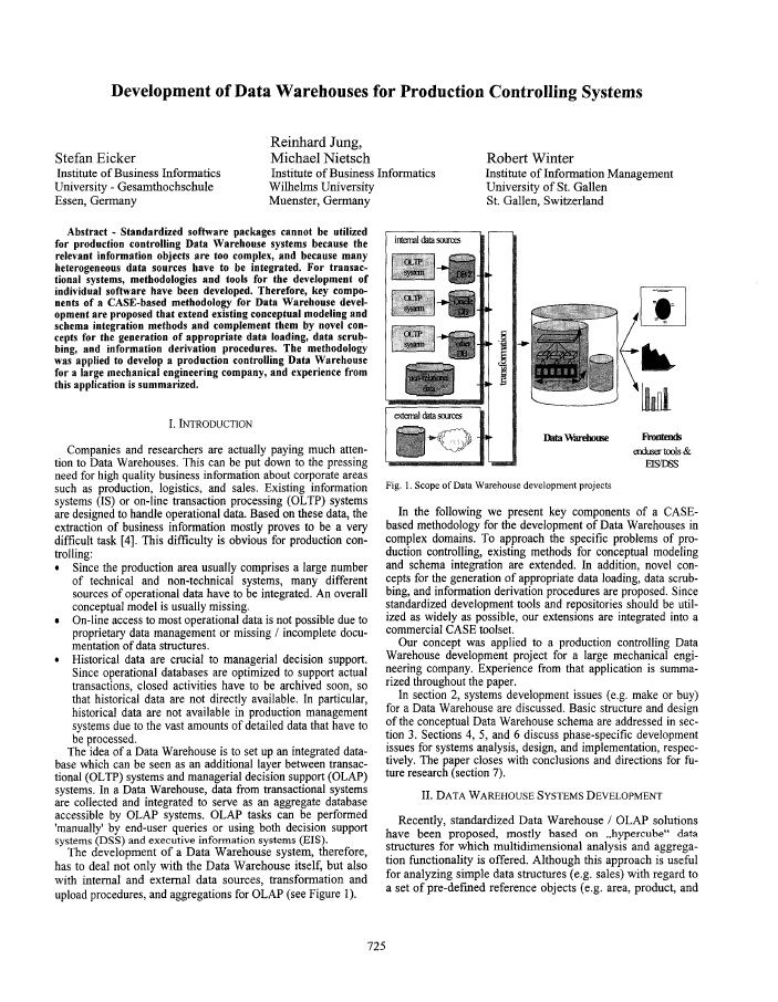 Development of Data Warehouses for Production Controlling Systems